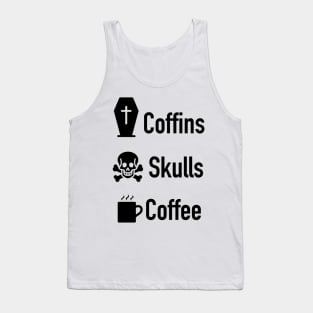 Coffins Skulls Coffee Black Tank Top